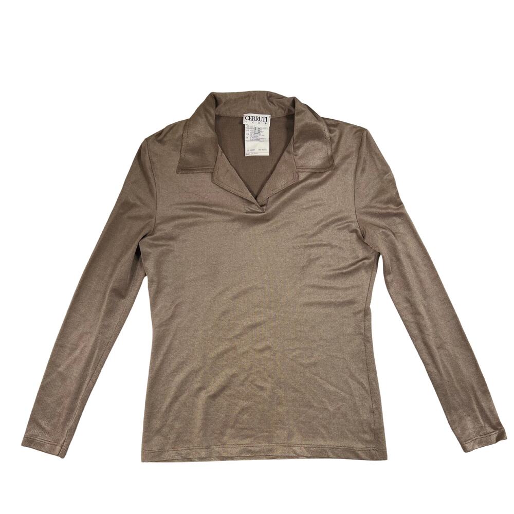 Vintage Cerruti Club Slinky Mocha Long Sleeve Top – Made in Italy